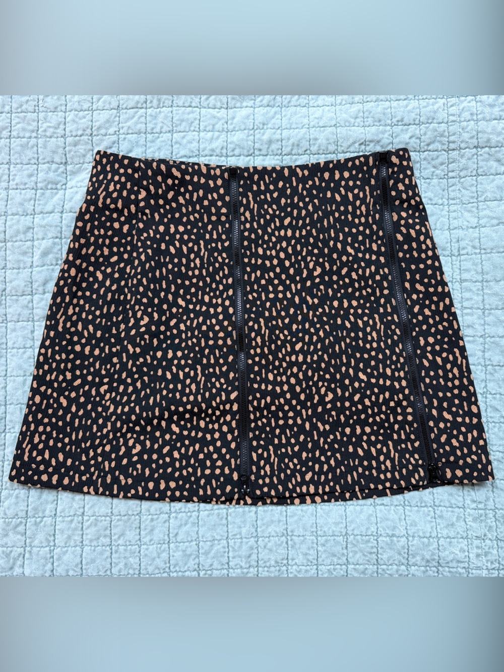 Urban Outfitters Black Mini Skirt with Peach Spot Print